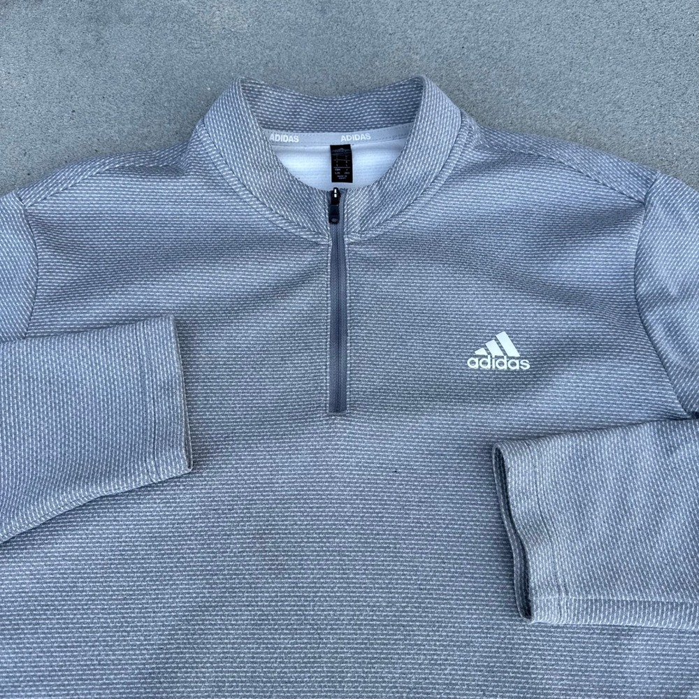 Adidas Golf Mens Large Grey Quarter Zip Pullover Long Sleeve